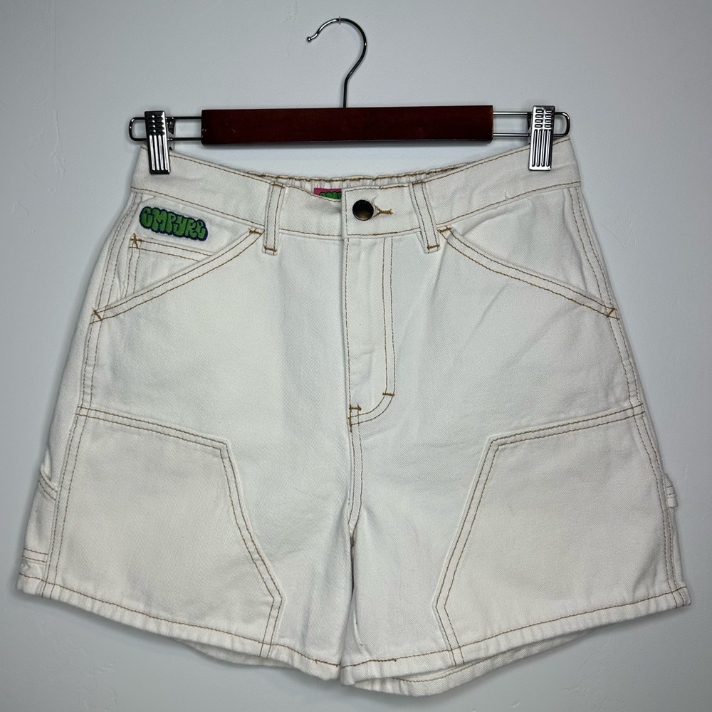 Like New‼️Empyre Cream Denim Cargo Shorts Size S Dixie Birch Carpenter Shorts - Picture 2 of 11